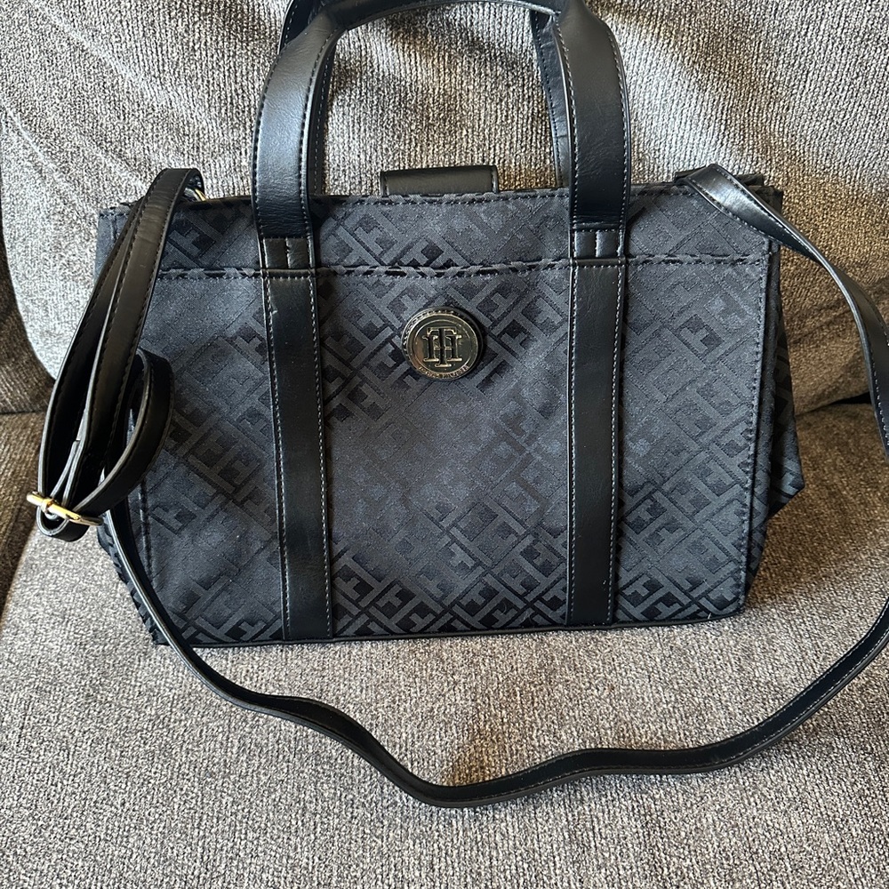 Tommy Hilfiger Black Patterned Tote